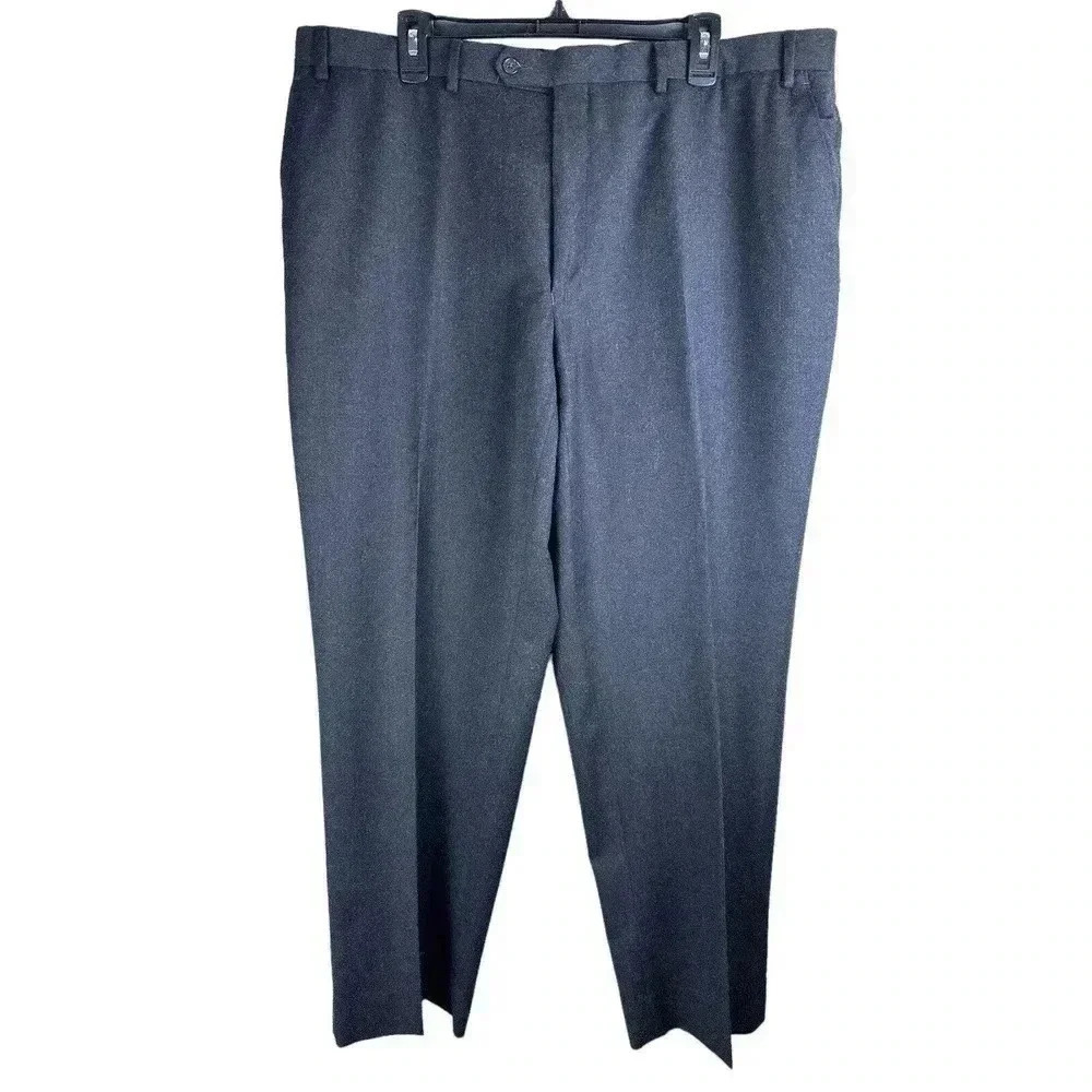 Turnbury Dress Pants Business Office 100% Wool Pleated Gray Men's Size 42 x 30